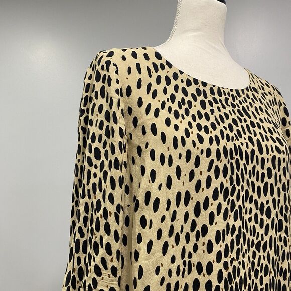 J. Crew 6 Tan Black Leopard Cheetah Print Long Sleeve Pockets Slip Shift Dress* - Picture 5 of 16